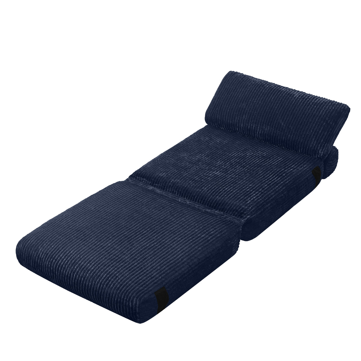 LEDREM Convertible Chair Bed, Corduroy Folding Futon Chair with Removable Cover, 35 x 35 x 30.7 inches, Dark Grey Blue