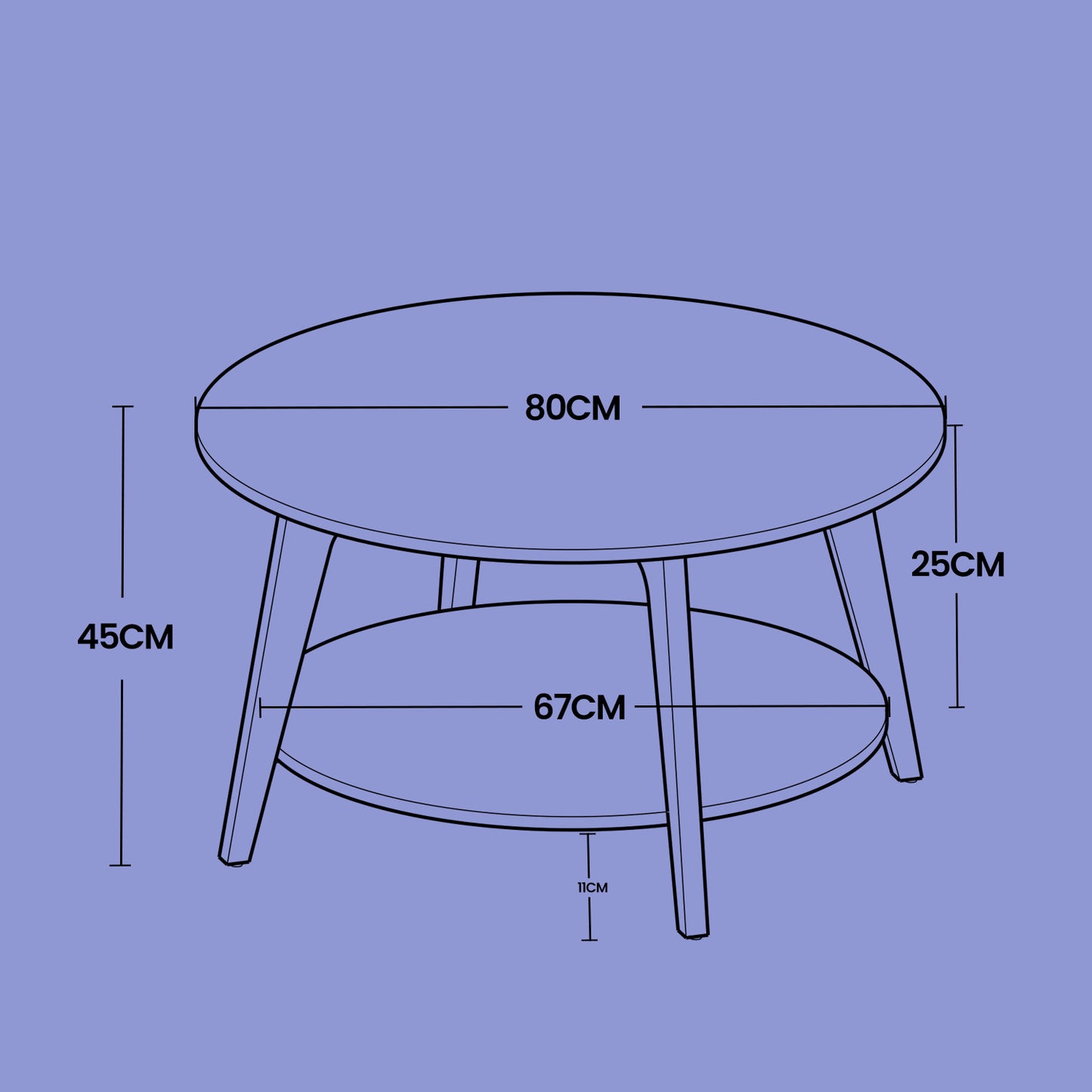 Round Coffee Table with Storage - 2-Tier Design, 66lb Capacity, Easy Assembly, Modern Minimalist Style, Charcoal Gray