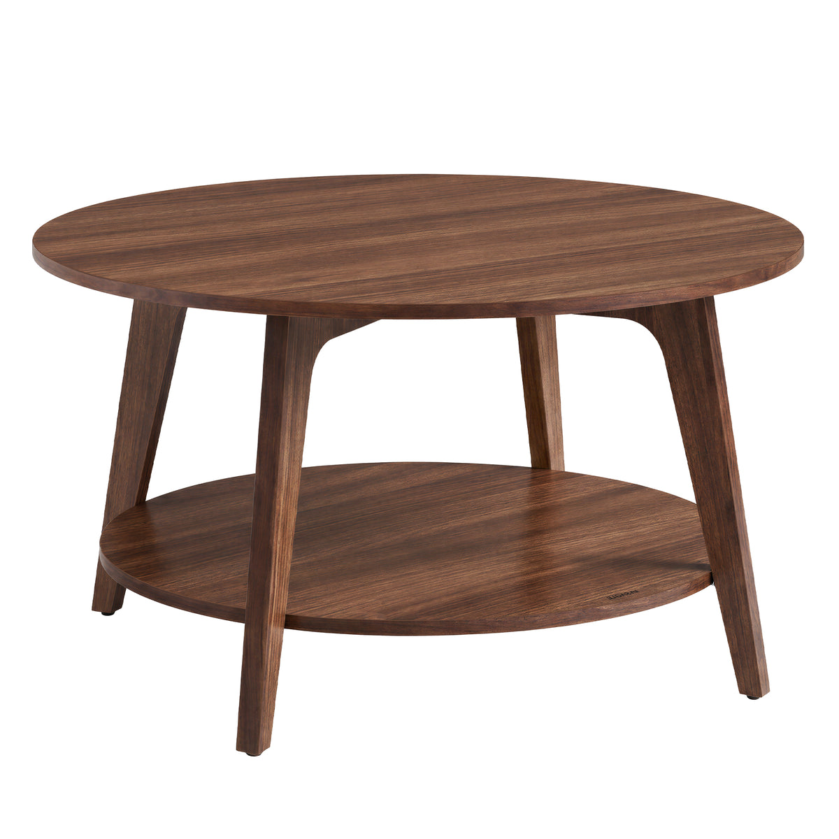 Round Coffee Table, 2-Tier Modern Center Table with Storage, 31.5 x 31.5 x 17.7 Inches, Chestnut Walnut