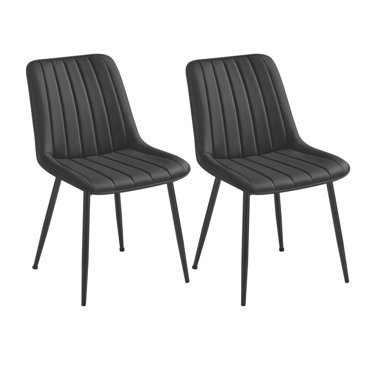 LEDREM Dining Chairs Set of 2, Upholstered PU Leather Accent Chairs with Metal Legs, 19.3 x 22.8 x 31.5 inches, Black