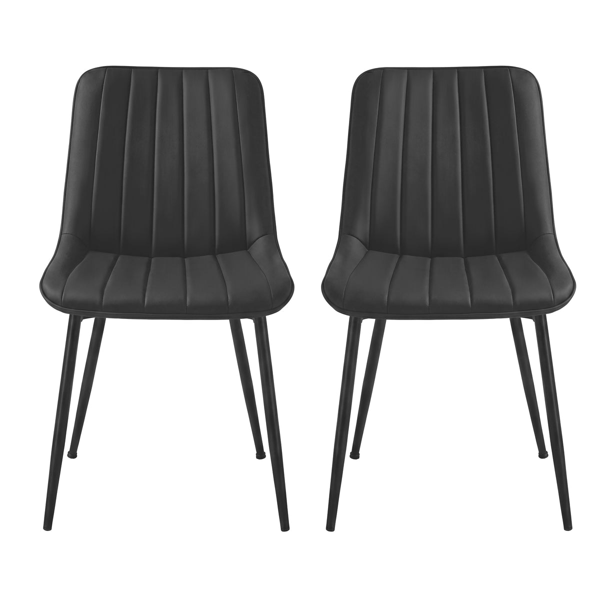 LEDREM Dining Chairs Set of 2, Upholstered PU Leather Accent Chairs with Metal Legs, 19.3 x 22.8 x 31.5 inches, Black