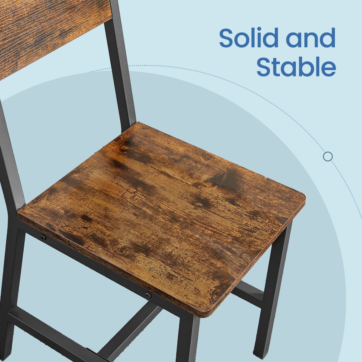 LEDREM 2-Pack Farmhouse Dining Chairs - Metal Frame, 220lb Capacity, Easy Assembly, Multi-Purpose Use, Rustic Brown and Black