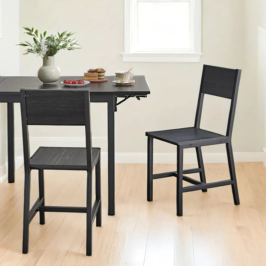 LEDREM 2-Pack Farmhouse Dining Chairs - Metal Frame, 220lb Capacity, Quick Assembly, Multi-Purpose Use, Charcoal Black and Ink Black