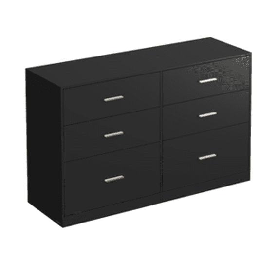 LEDREM 6-Drawer Dresser Chest, Modern Chest of Drawers for Bedroom, Living Room, Fits TV Stand, 46.9 x 30.7 x 15.7 Inches, Ink Black
