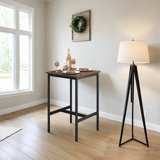 LEDREM Compact Bar Table - 35.4" Height, 220lb Capacity, Space-Saving Design, Easy Assembly, 23.6x23.6 Inches, Rustic Brown and Black