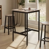 LEDREM Compact Bar Table - 36.2" Height, 220lb Capacity, Space-Saving Design, Easy Assembly, 23.6x23.6 Inches, Greige and Black