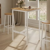 LEDREM Compact Bar Table - 36.2" Height, 220lb Capacity, Space-Saving Design, Easy Assembly, 23.6x23.6 Inches, Oak Beige and White