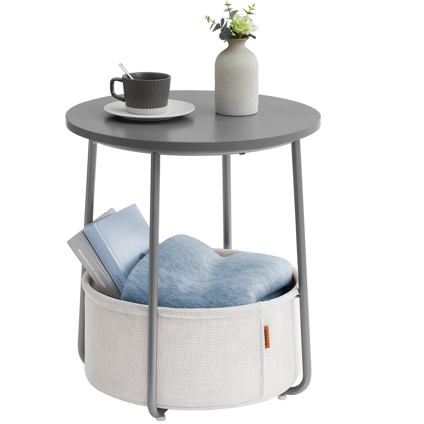 End Table with Fabric Basket
