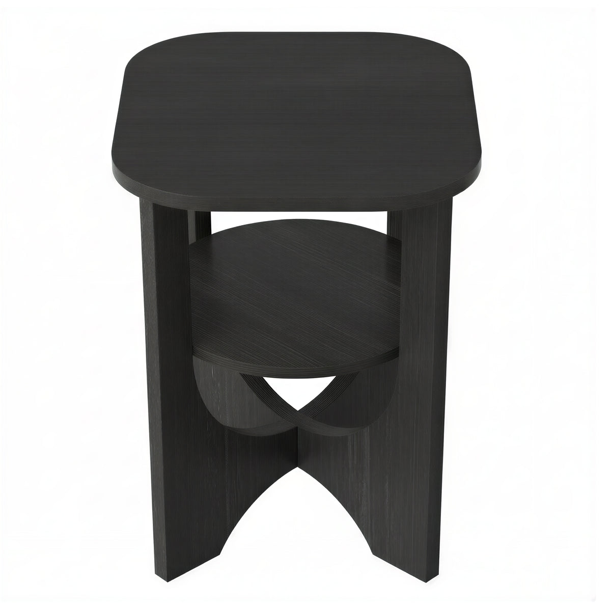 2 Tier Small Side End Table, Nightstand with Lower Shelf for Small Spaces, Living Room, Bedroom, Charcoal Gray