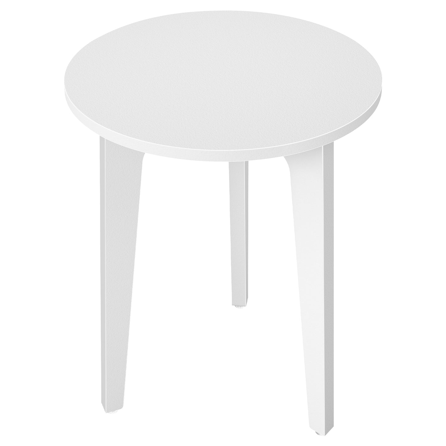 Small Round Side Table with Tapered Legs, Compact Nightstand for Small Spaces, Curved Transitions, Living Room & Bedroom, Cloud White