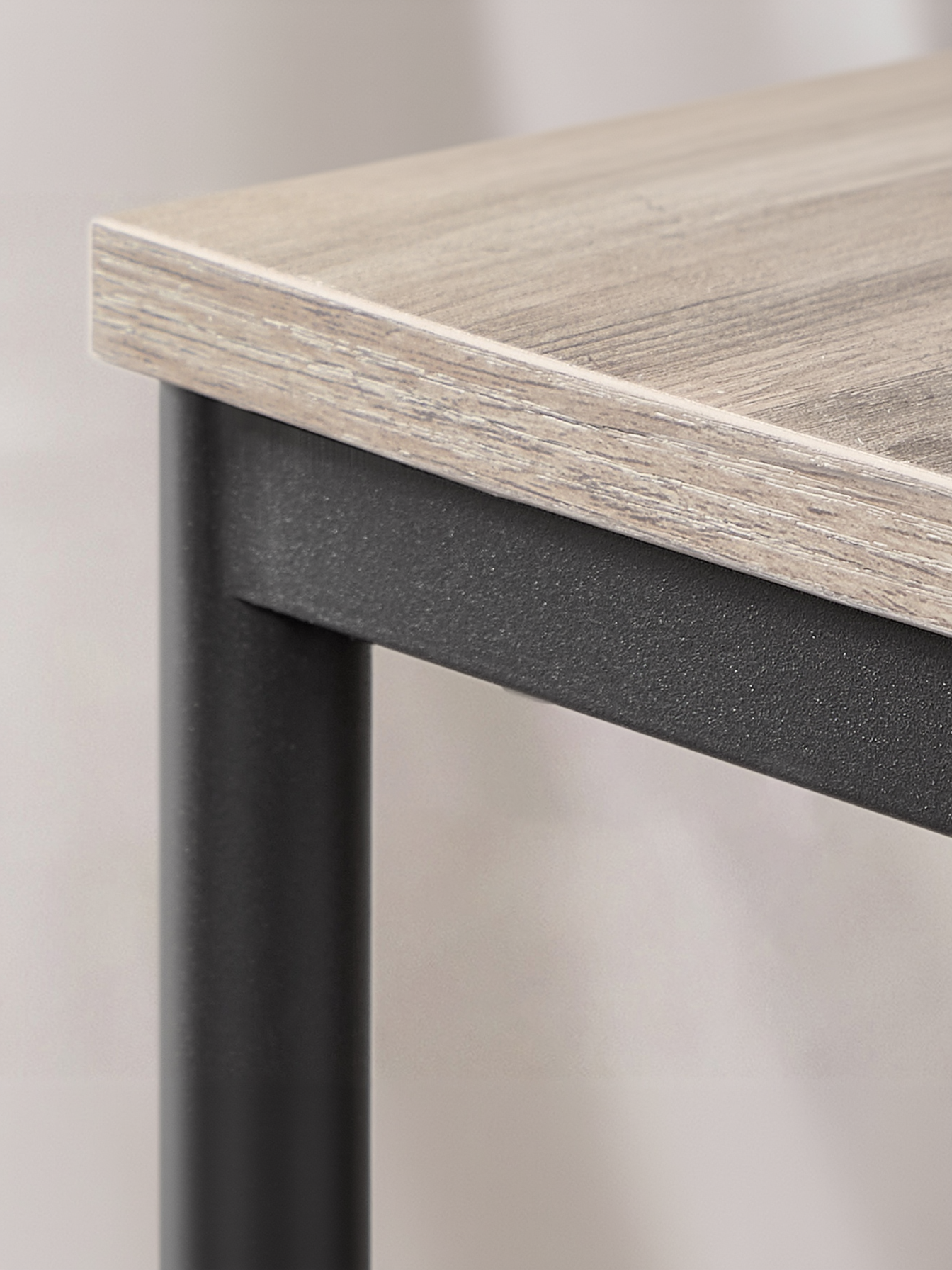 Set of 2 Slim End Tables, Small Side Tables with Shelves for Living Room and Bedroom, Greige and Black