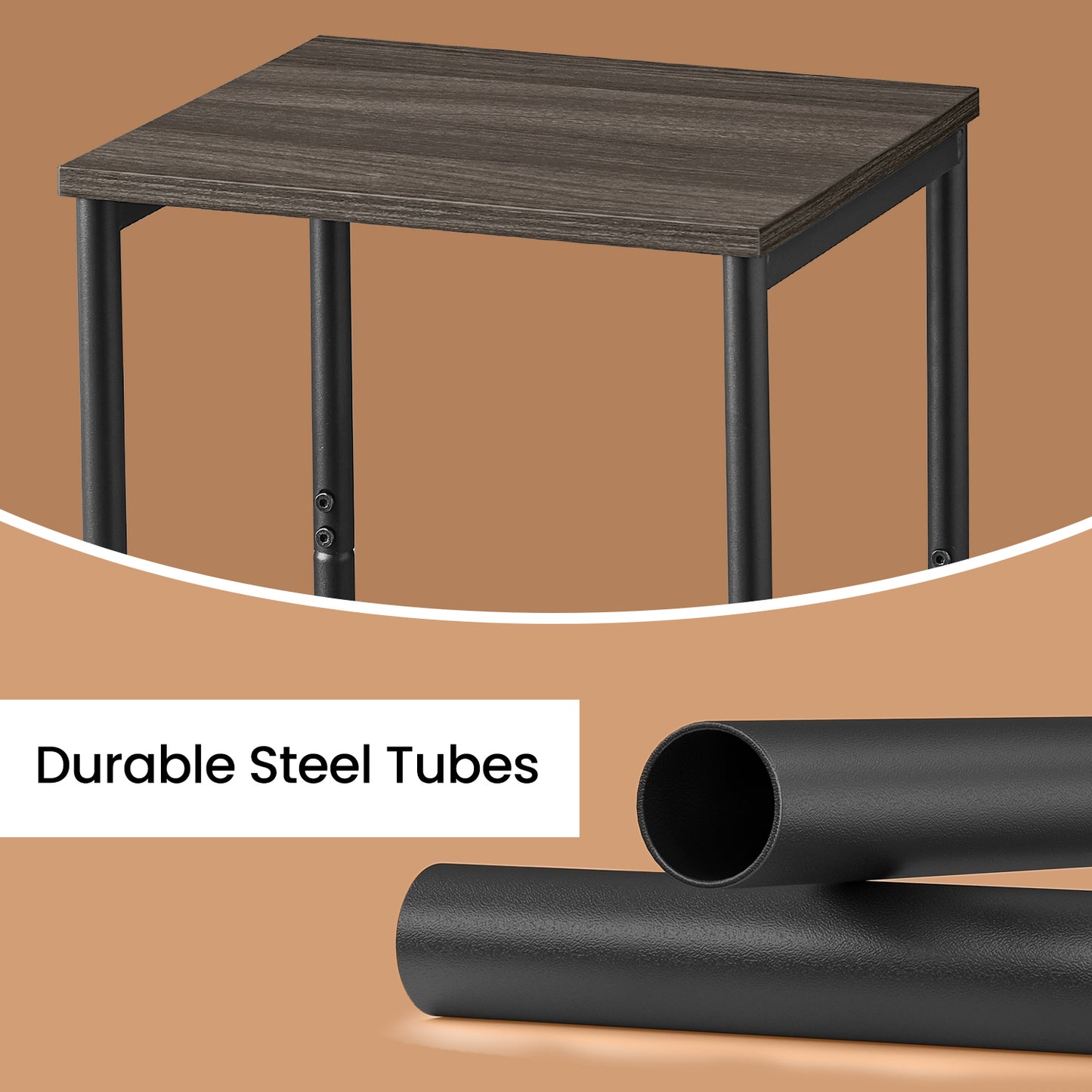 Side Tables Set of 2, Slim Industrial End Tables with Storage Shelf, Sturdy Steel Frame & Particleboard, Multi-Use for Living Room，Bedroom，Office, Chestnut Brown & Black