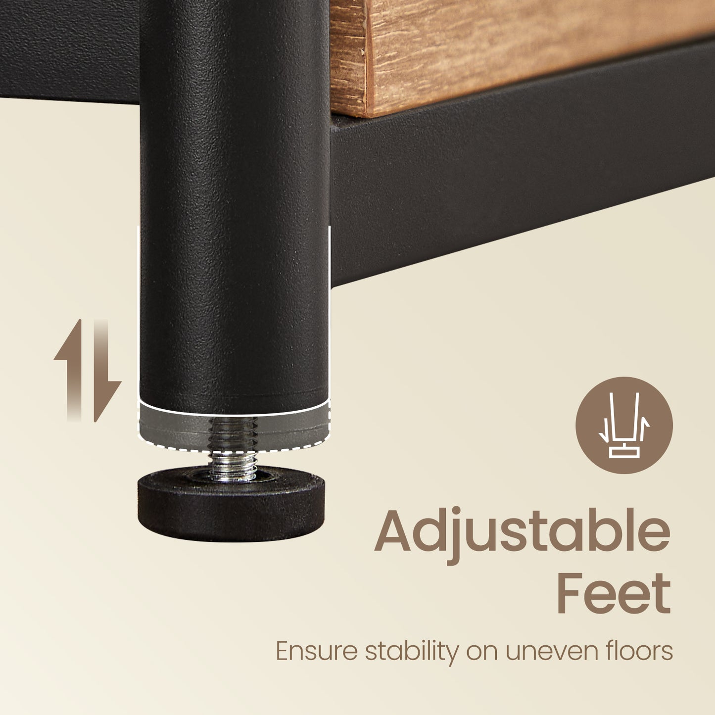 3-Tier Tall End Table, Small Side Table with Open Shelves for Living Room, Bedroom and Office, Camel Brown and Classic Black