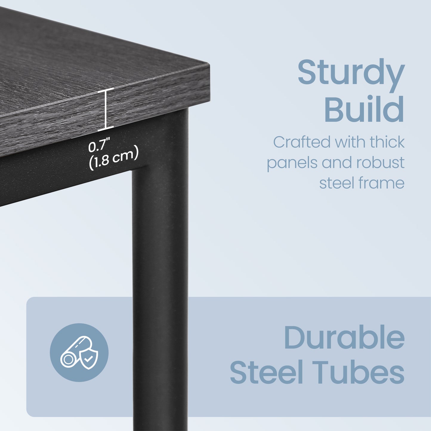 Small End Table with 3-Tier Storage, Tall Nightstand for Living Room, Bedroom, Office, Misty Gray and Classic Black