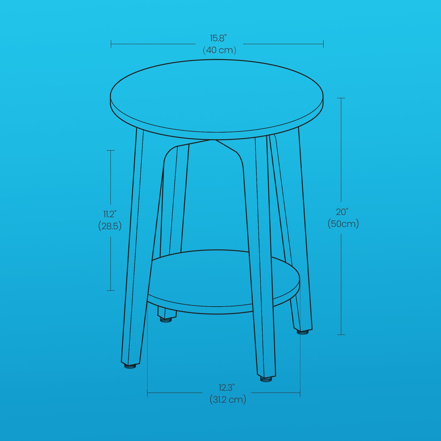 Round End Table with Lower Shelf, 2-Tier Small Side Table for Living Room, Bedroom, Nightstand, Space-Saving Modern Design, Smoky Gray