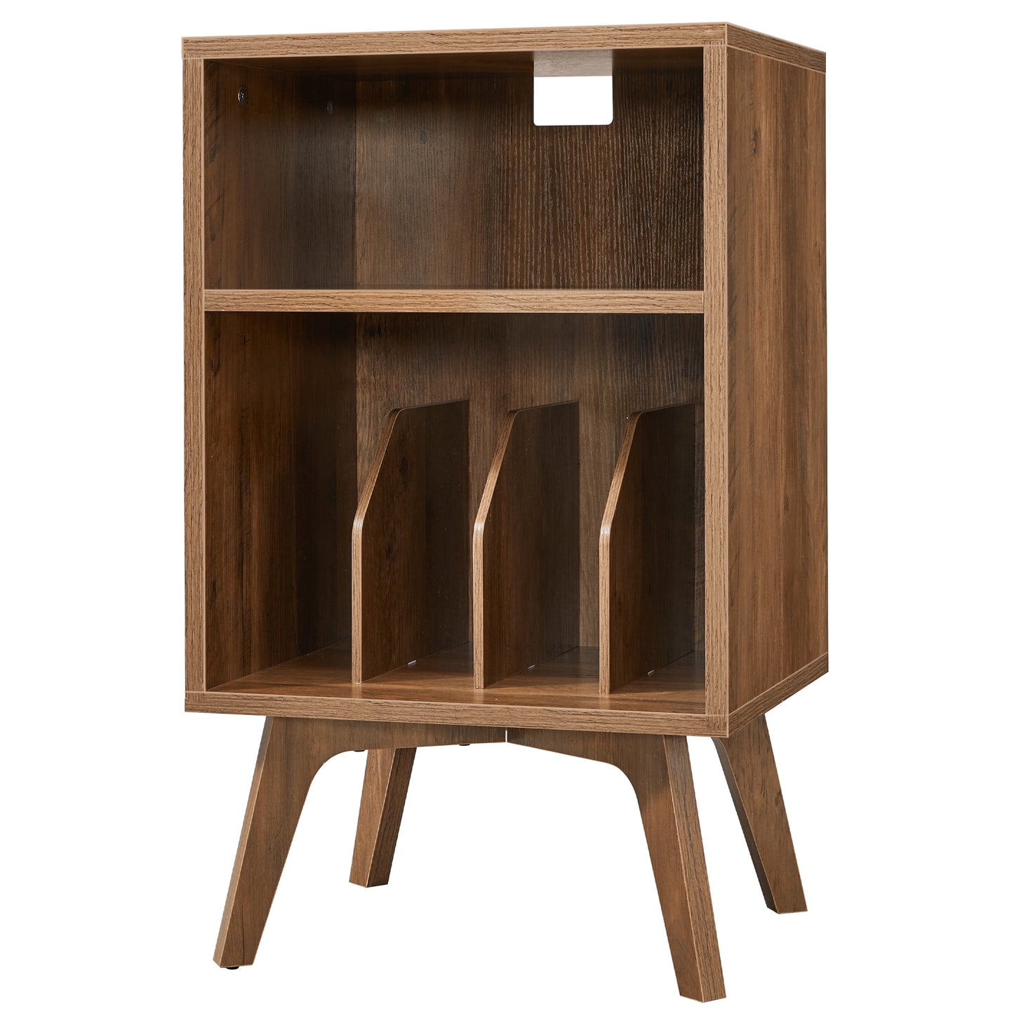 Record Player Stand, Mid-Century Vinyl Storage Side Table Holds 160 Albums, 18.9 x 15.7 x 31.5 inches, Honey Brown
