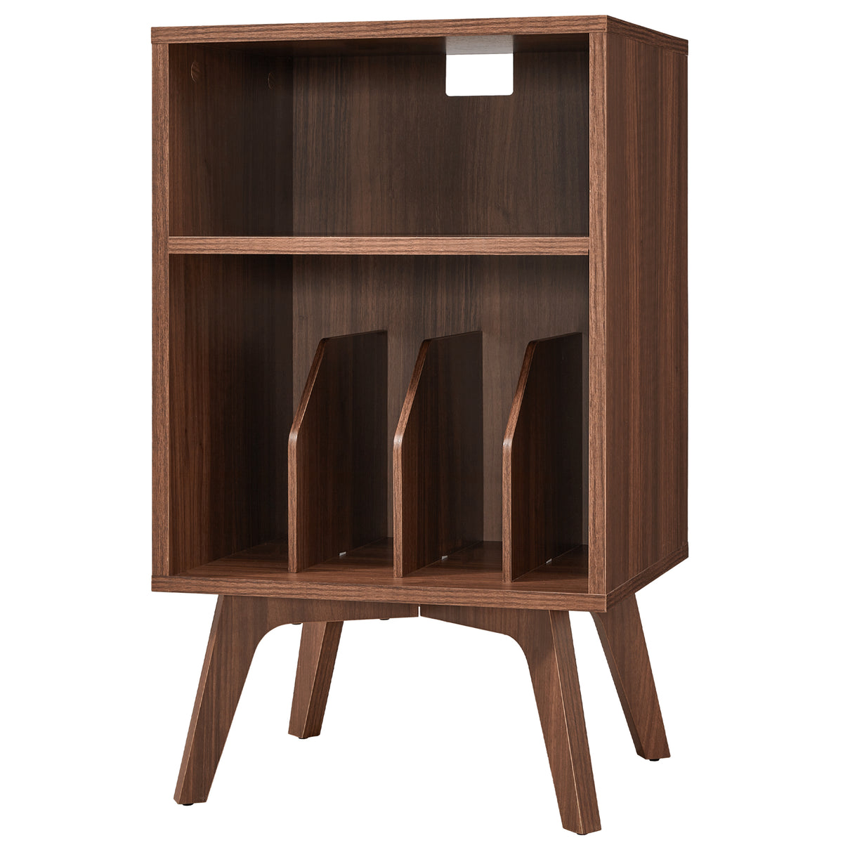 Record Player Stand, Mid-Century Vinyl Storage Side Table Holds 160 Albums, 18.9 x 15.7 x 31.5 inches, Chestnut Brown