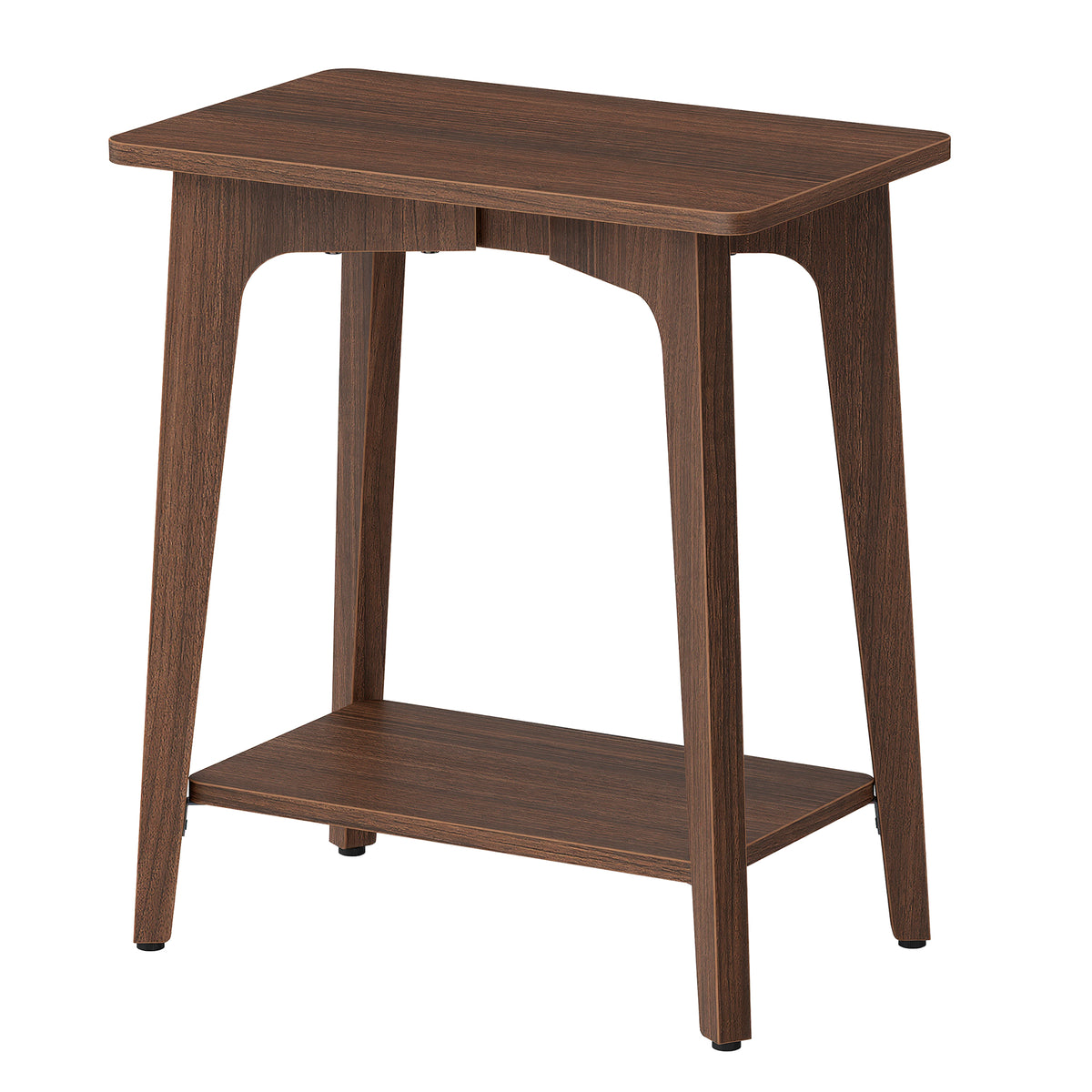 LEDREM End Table 2-Tier Mid-Century Modern Nightstand 18.9 x 11.8 x 21.8 Inches Walnut