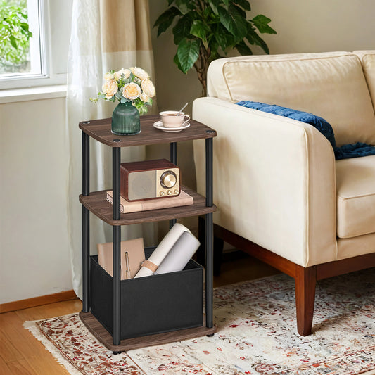Side Table, 3-Tier Nightstand with Storage