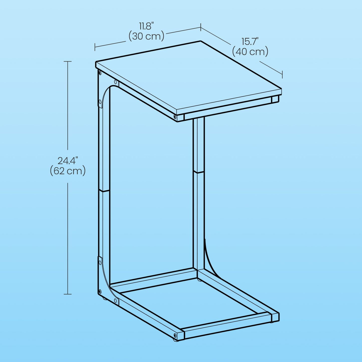 C-Shaped End Table - Space-Saving Sofa Side Table with Metal Frame, Multi-Functional Bedside Table for Small Spaces, Cream White