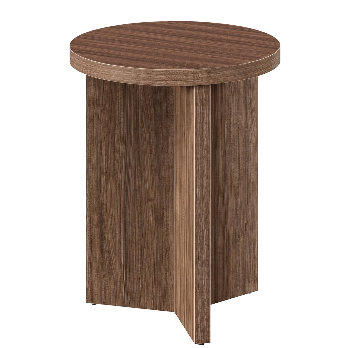 LEDREM Minimalist Round Side Table with Y-Shaped Base 15.7 x 15.7 x 19.7 Inches Chestnut Walnut