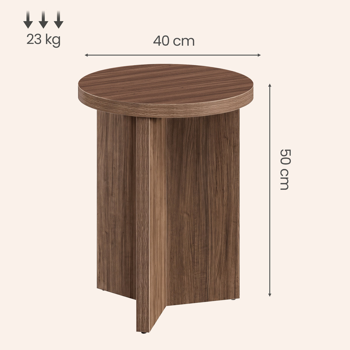 LEDREM Minimalist Round Side Table with Y-Shaped Base 15.7 x 15.7 x 19.7 Inches Chestnut Walnut