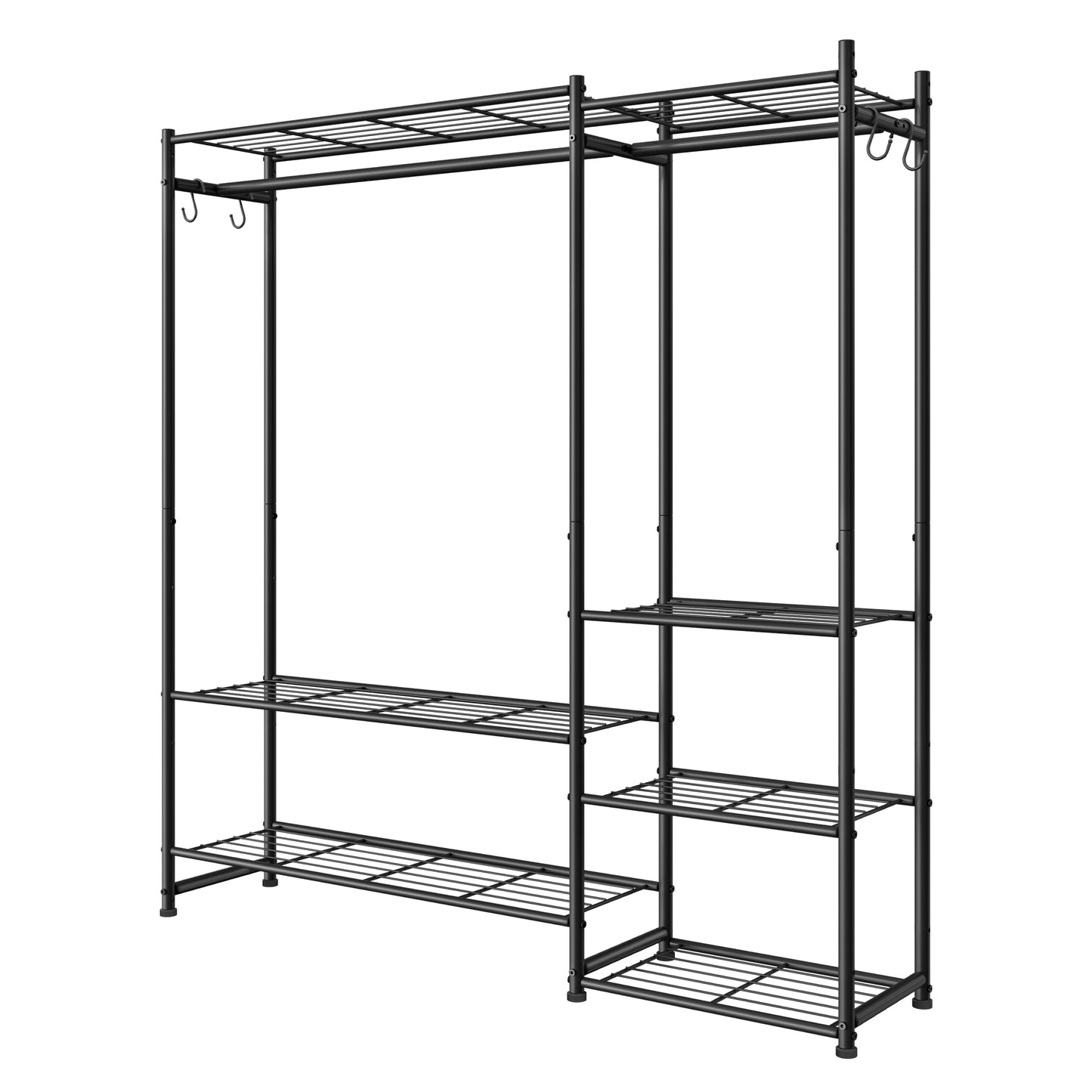 Portable Closet Wardrobe, Heavy-Duty Metal Freestanding Closet System with 7 Shelves, 49.1 x 11.8 x 61.9 Inches, Black