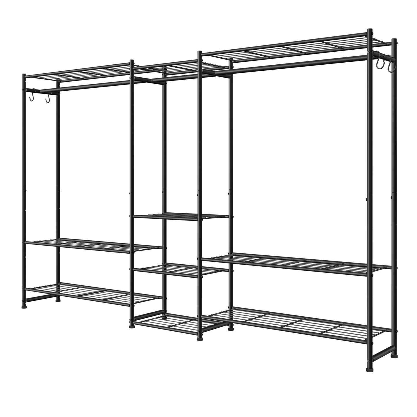 Portable Closet Wardrobe, Heavy-Duty Steel Freestanding Closet System with 10 Shelves, 81.3 x 11.8 x 61.9 Inches, Black