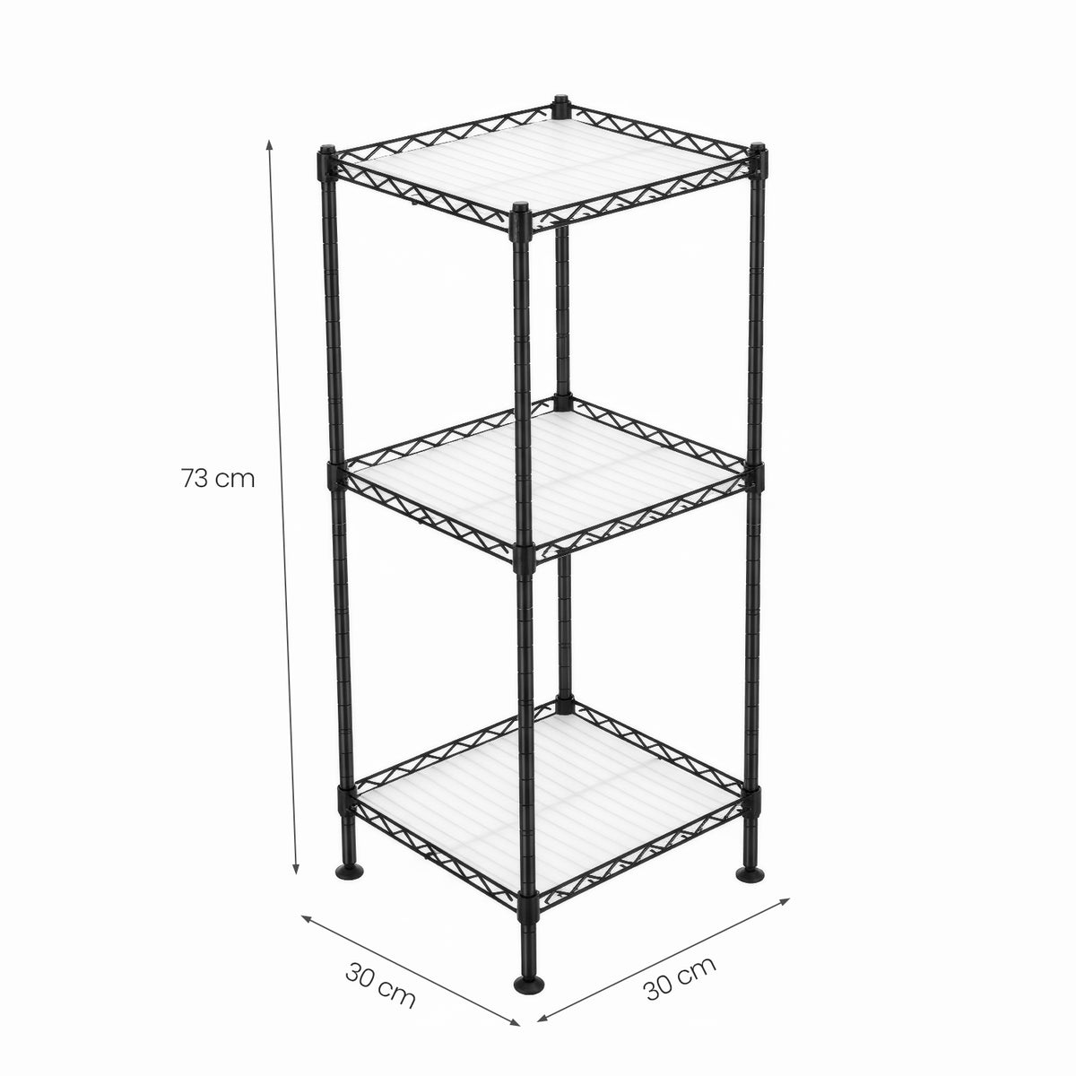 LEDREM Bathroom Shelf, 3-Tier Storage Rack for Small Space, with 5 PP Shelf Liners, Removable Hook, Extendable Design, Black
