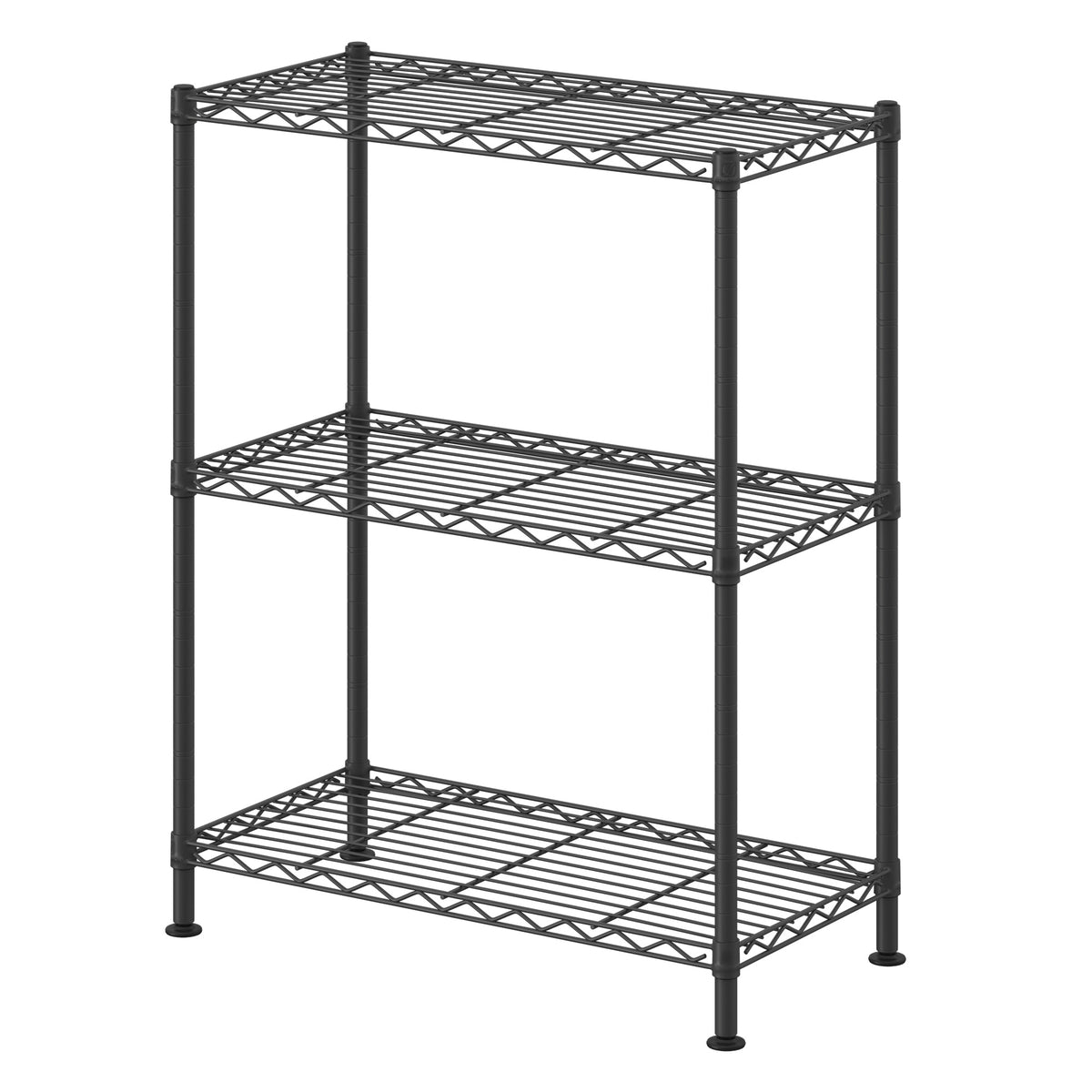 3-Tier Storage Rack, Bathroom Shelf with 4 PP Shelf Liners, Removable Hook, Extendable, Black