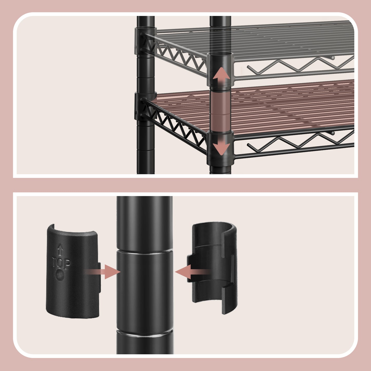 Heavy-Duty Rolling Clothes Rack, Portable Garment Rack on Wheels with Adjustable Mesh Shelves & Hanging Rails, Tool-Free Assembly, Ink Black