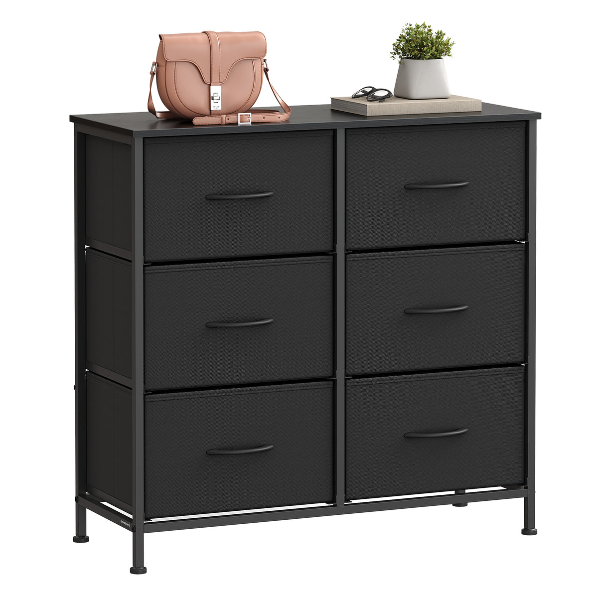 LEDREM Modern 6-Drawer Dresser, Storage Organizer Unit for Bedroom, 30.2 x 11.8 x 29.4 Inches, Black
