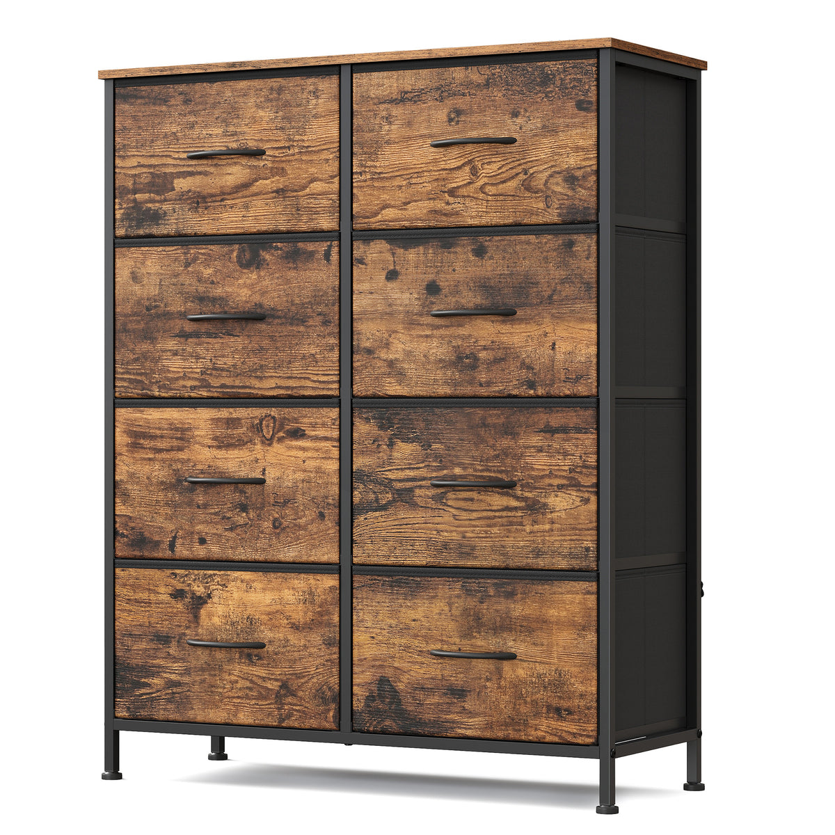 LEDREM Modern 8-Drawer Dresser, Storage Organizer Unit for Bedroom, 30.2 x 11.8 x 37.9 Inches, Black and Tan