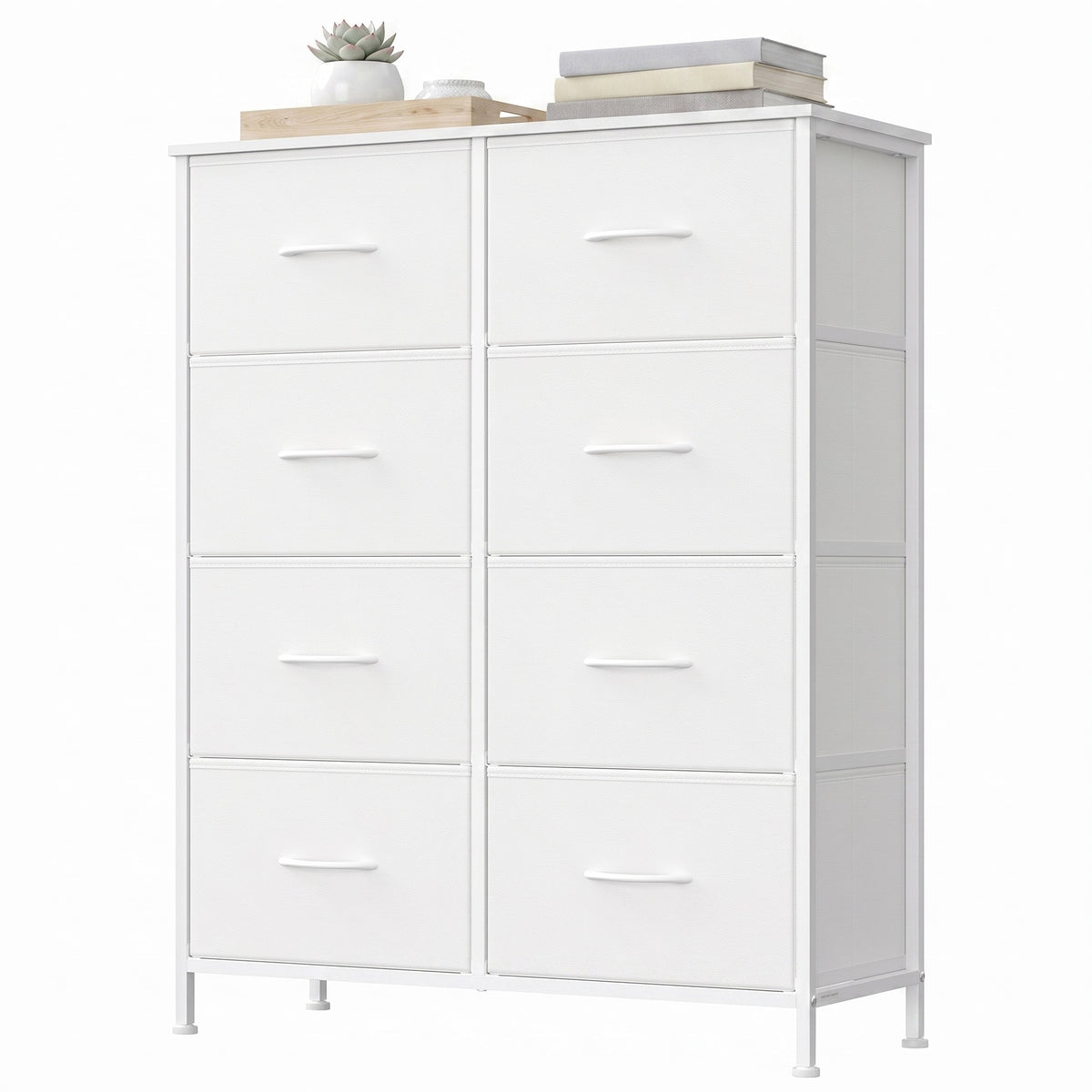 LEDREM Modern 8-Drawer Dresser, Storage Organizer Unit for Bedroom, 30.2 x 11.8 x 37.9 Inches, White