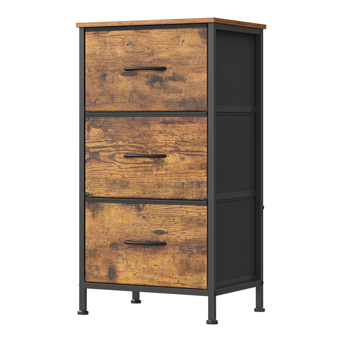 LEDREM Modern 3-Drawer Dresser, Storage Organizer Unit for Bedroom, 15.6 x 11.8 x 29.4 Inches, Black and Tan