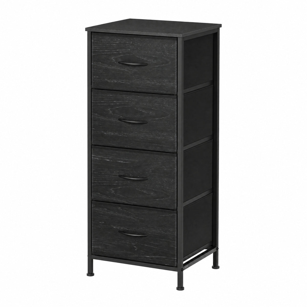 LEDREM Modern basic 4-Drawer Dresser, Storage Organizer Unit for Bedroom, 15.6 x 11.8 x 37.9 Inches, Black