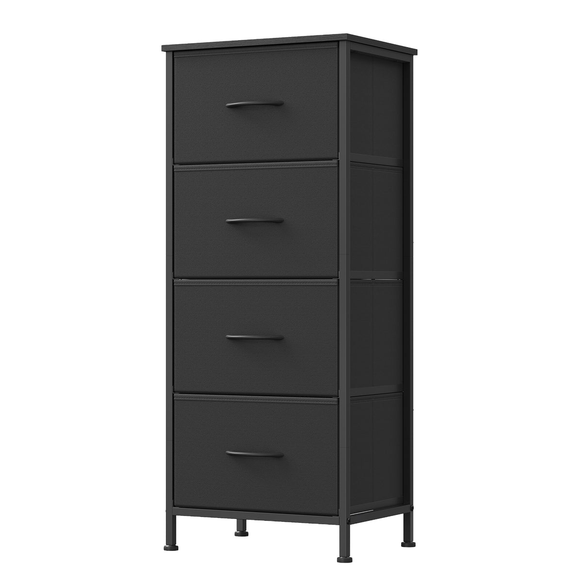 LEDREM Modern 4-Drawer Dresser, Storage Organizer Unit for Bedroom, 15.6 x 11.8 x 37.9 Inches, Black