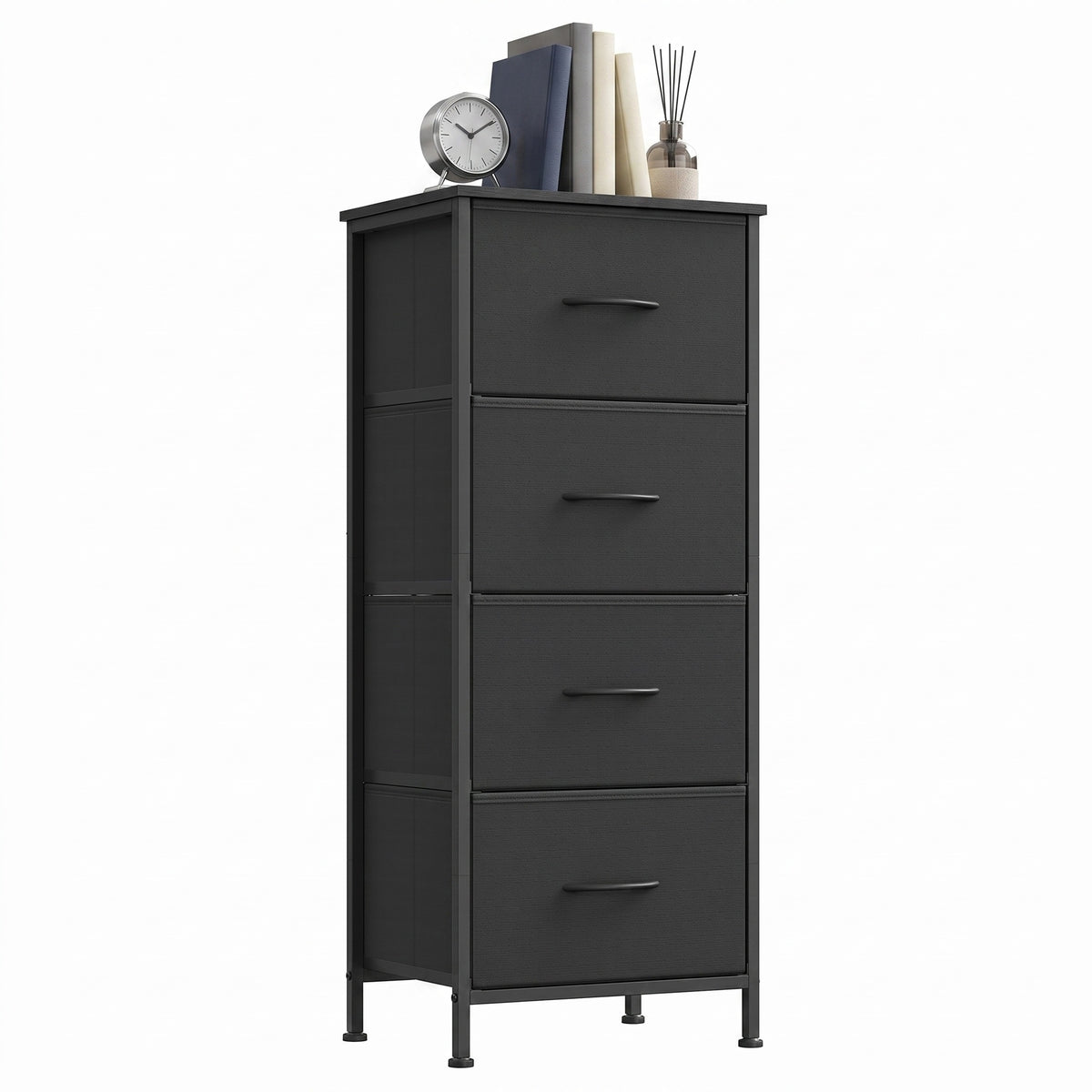 LEDREM Modern 4-Drawer Dresser, Storage Organizer Unit for Bedroom, 15.6 x 11.8 x 37.9 Inches, Black