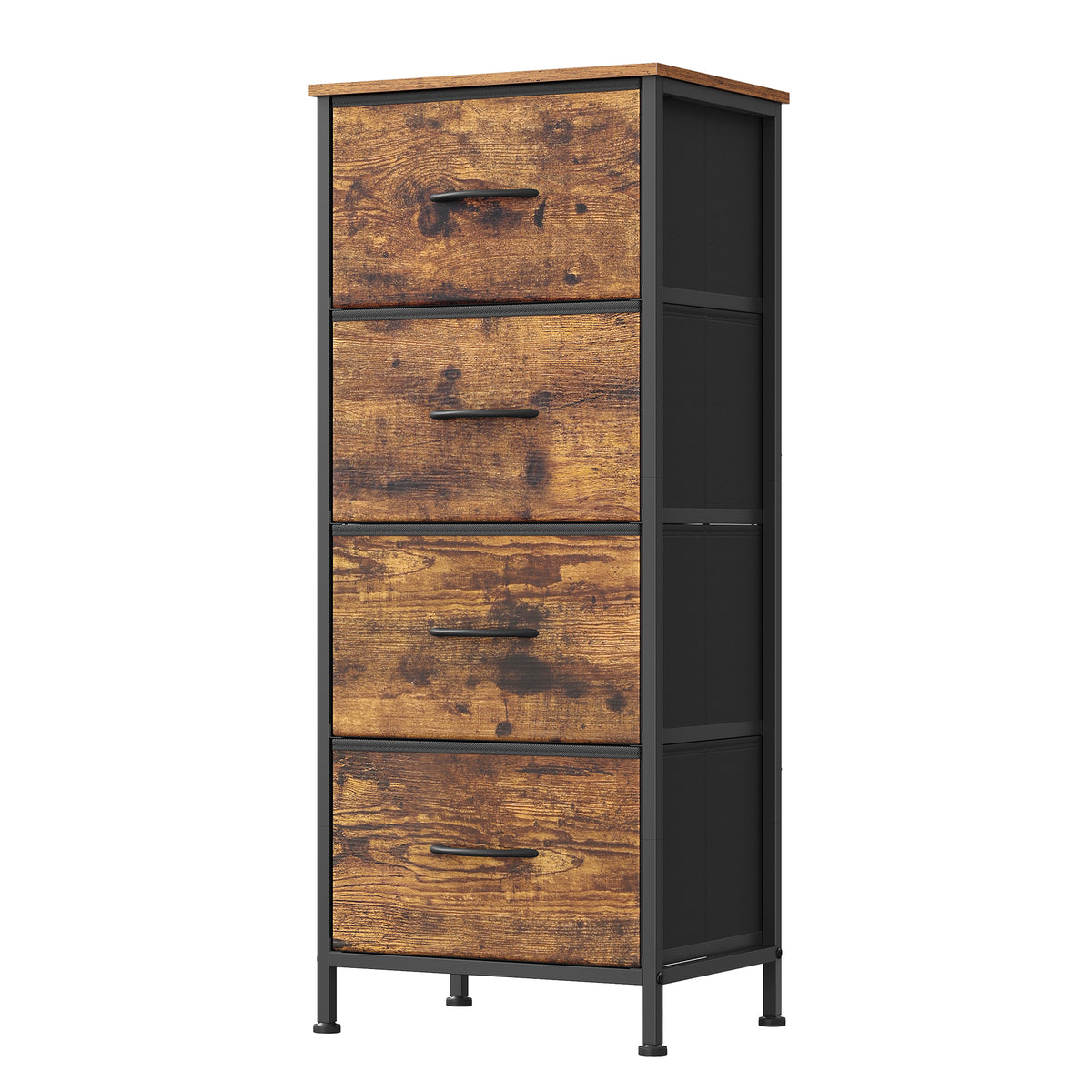 LEDREM Modern 4-Drawer Dresser, Storage Organizer Unit for Bedroom, 15.6 x 11.8 x 37.9 Inches, Black and Tan