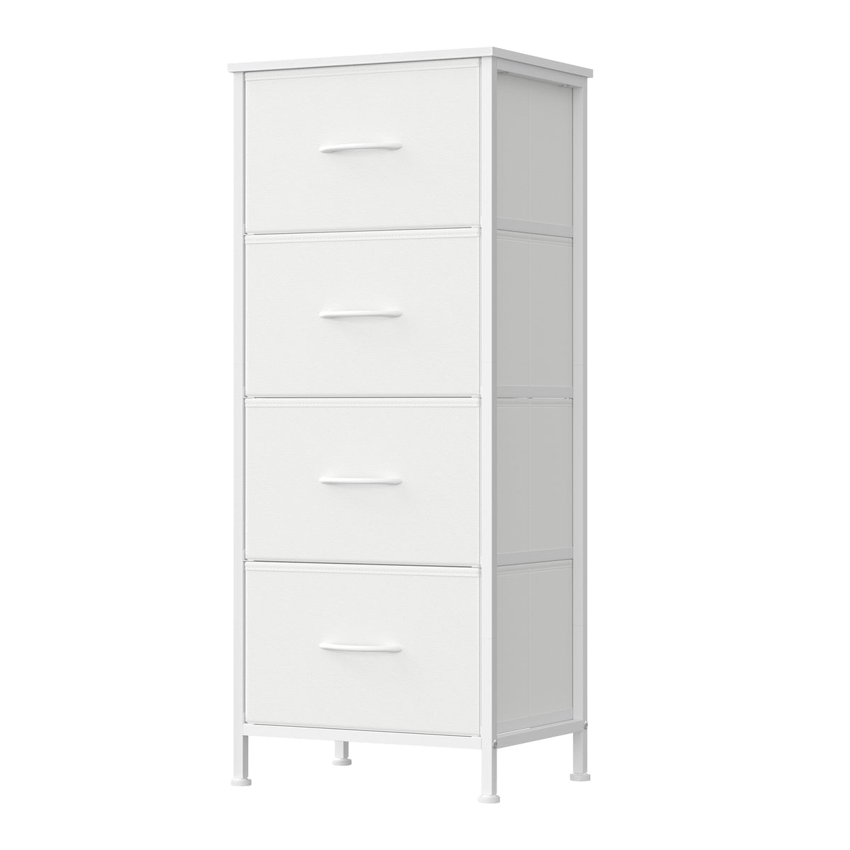 LEDREM Modern 4-Drawer Dresser, Storage Organizer Unit for Bedroom, 15.6 x 11.8 x 37.9 Inches, White