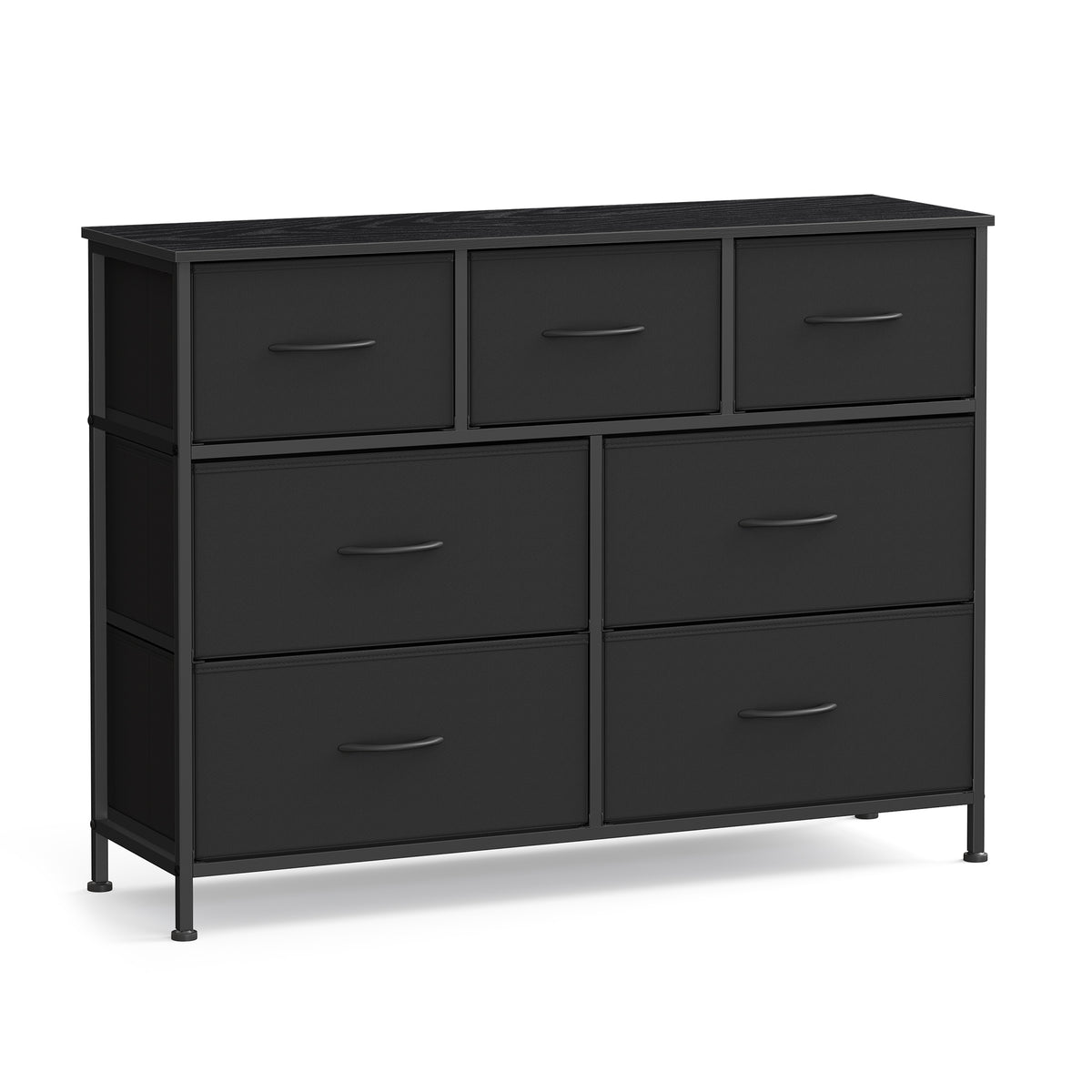 7-Drawer Chest of Drawers for Bedroom, Storage Tower Unit with Steel Frame, for Closet Hallway Living Room, Ink Black and Ebony Black