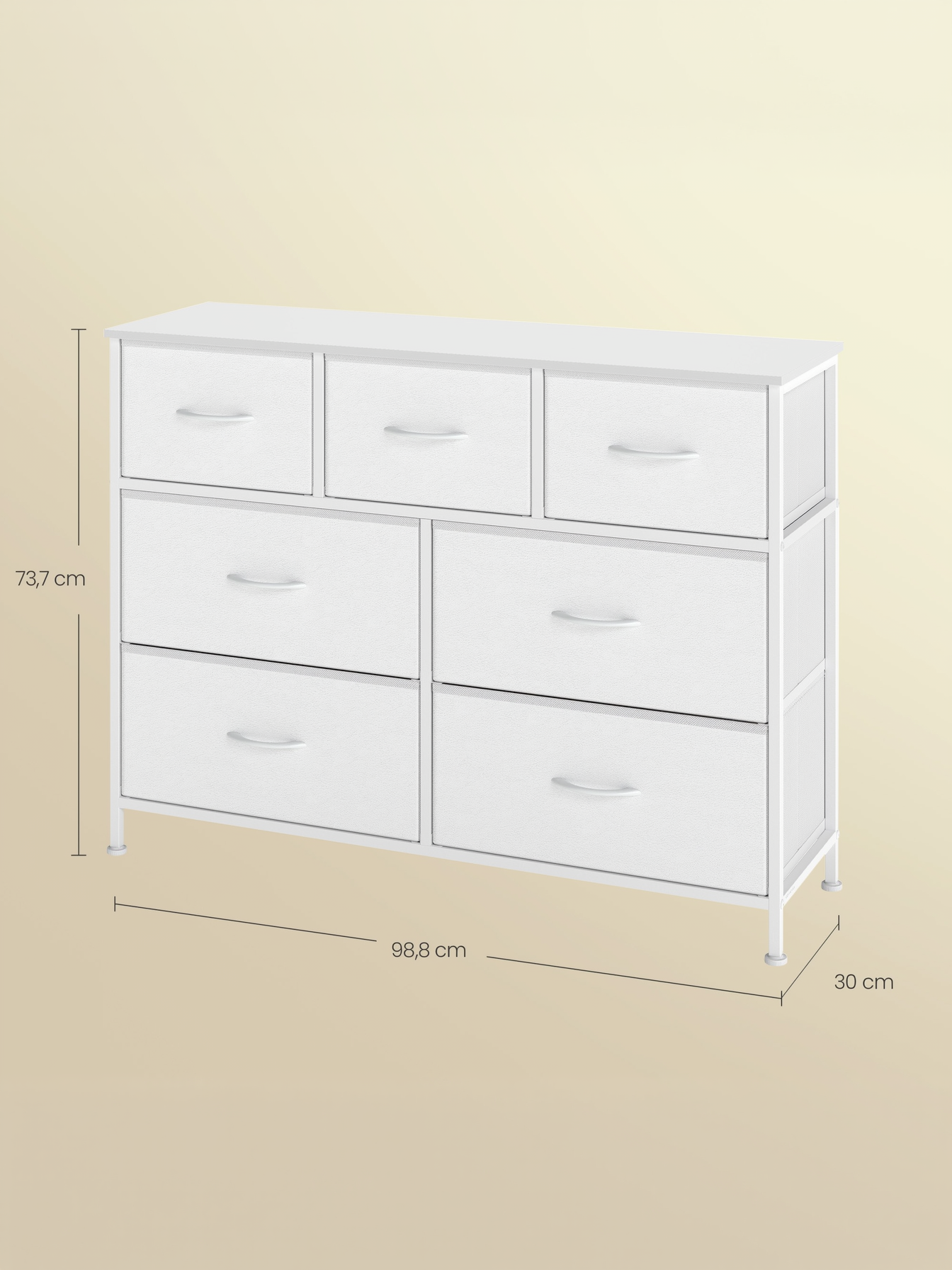 7-Drawer Storage Chest, Steel Frame Fabric Drawer Organizer for Bedroom, Closet and Living Room, Cloud White and Snow White