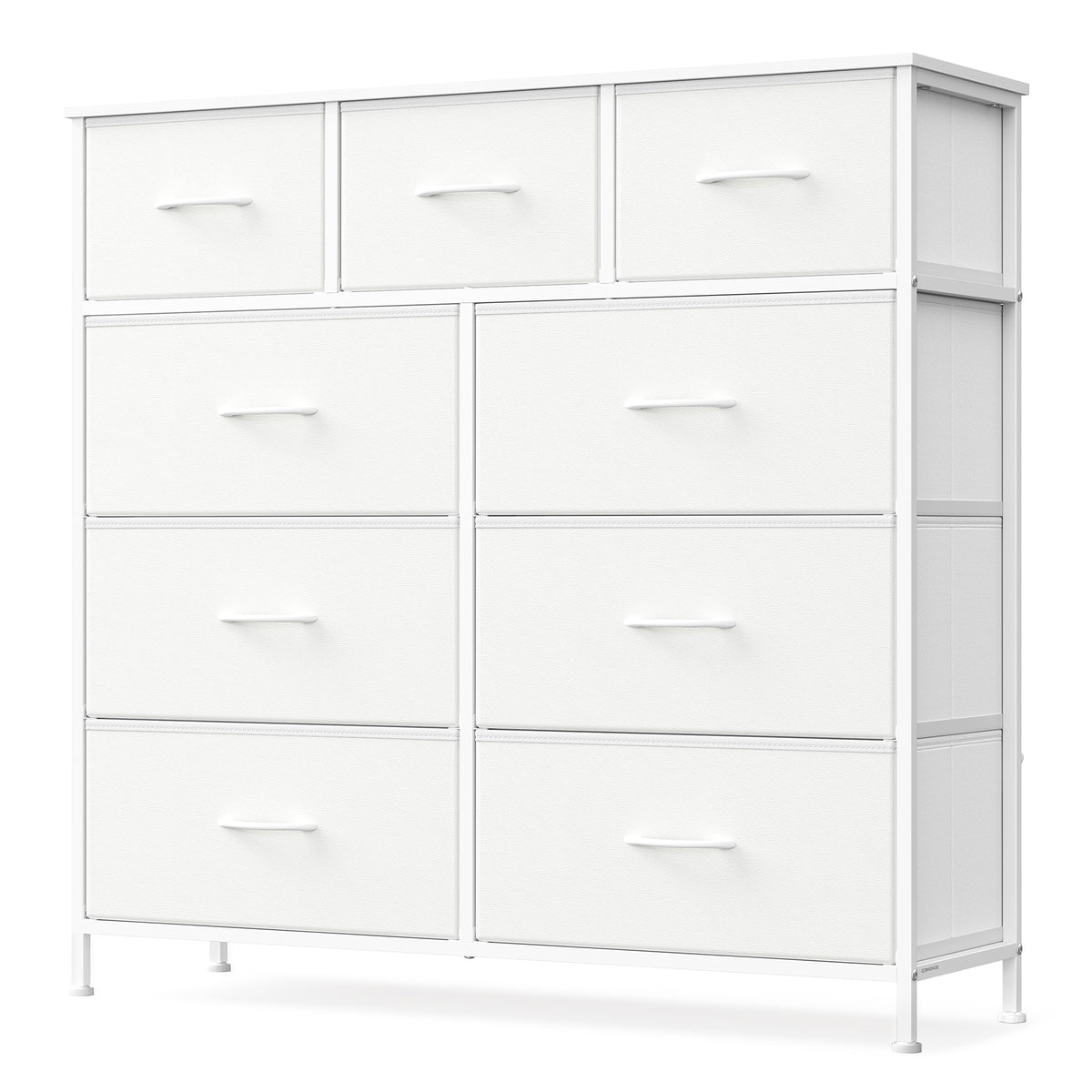 LEDREM Modern basic 9-Drawer Dresser, Storage Organizer Unit for Bedroom, 38.9 x 11.8 x 37.9 Inches, White