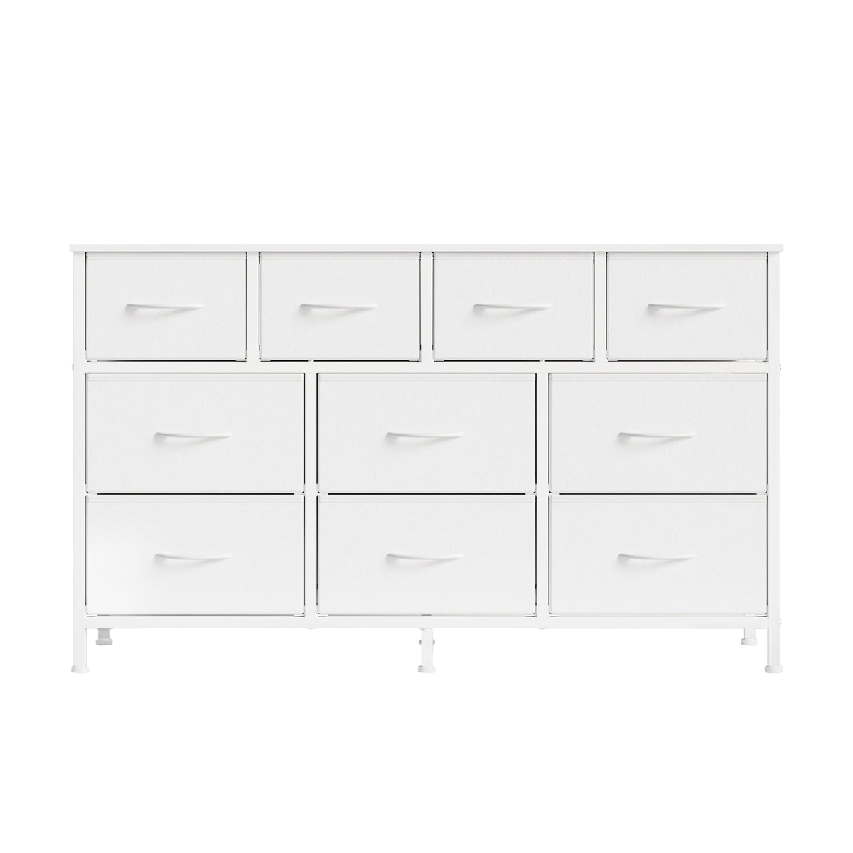 10-Drawer Dresser, TV Stand for 55" Screens, Storage Chest with Steel Frame, for Bedroom Living Room, Cloud White