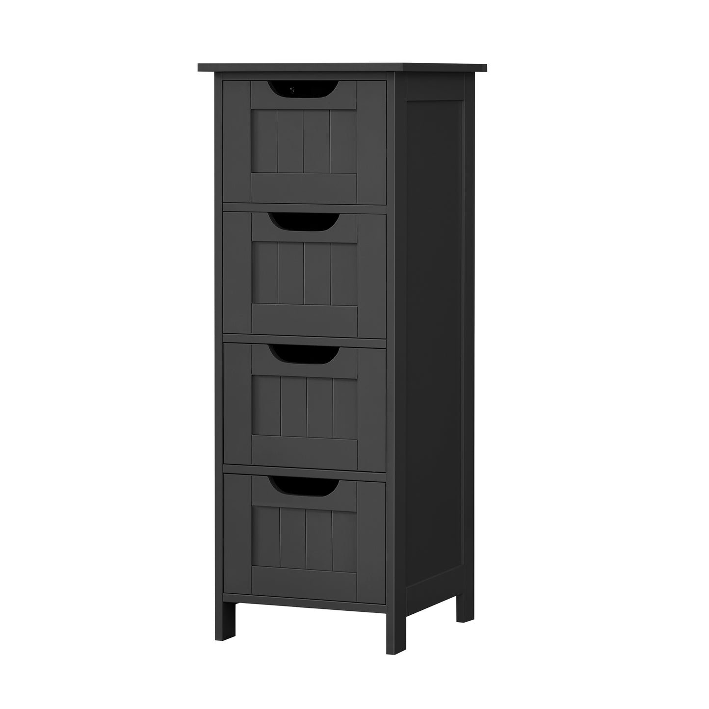 Floor Storage Cabinet, Freestanding Organizer with 4 Drawers, 11.8 x 11.8 x 32.4 Inches, for Living Room Bathroom Kitchen, Ink Black