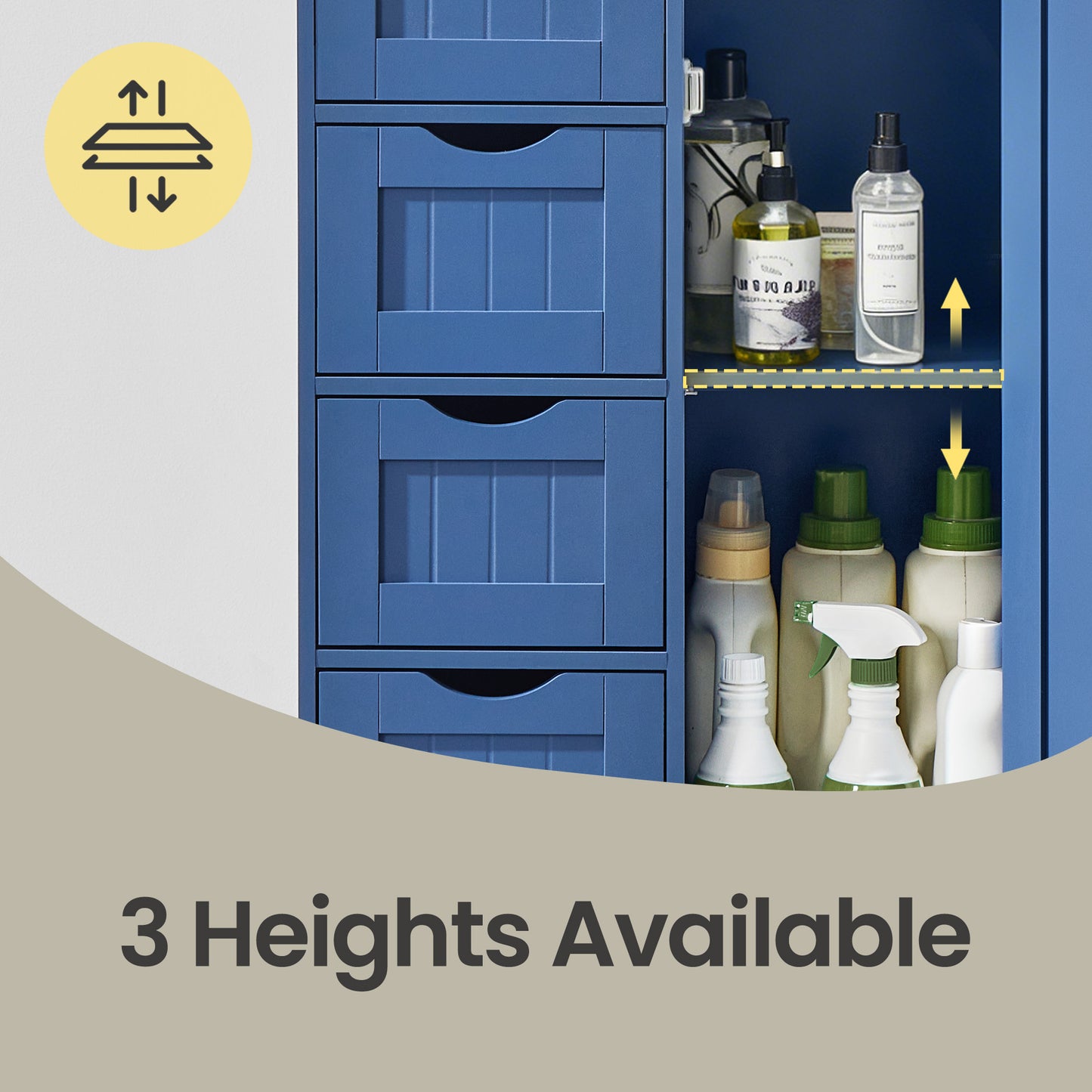 Freestanding Storage Cabinet with Drawers & Door, Adjustable Shelf Floor Cabinet for Bathroom, Living Room, Kitchen, 21.7 x 32.3 x 11.8 Inches, Bijou Blue