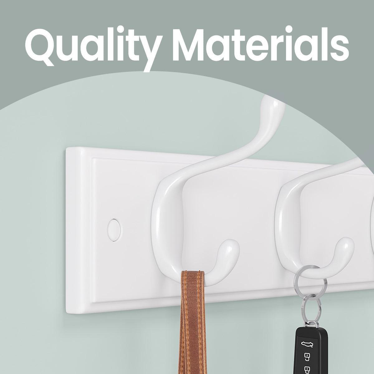 LEDREM Heavy Duty Wall Mounted Coat Rack with 5 Dual Hooks, 15.8 x 3 x 3.3 inches, White
