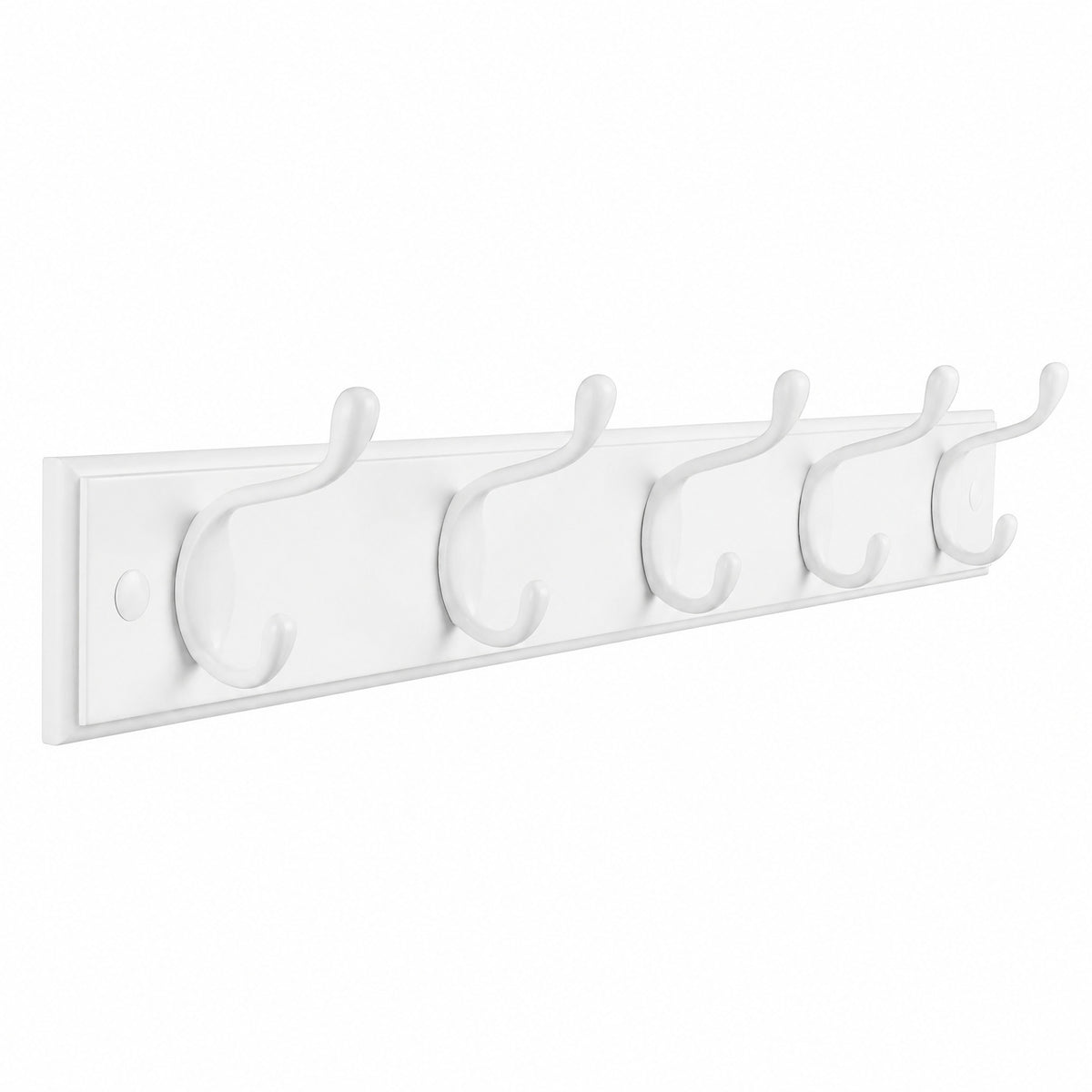 LEDREM Heavy Duty Wall Mounted Coat Rack with 5 Dual Hooks, 19.8 x 3 x 3.3 inches, White