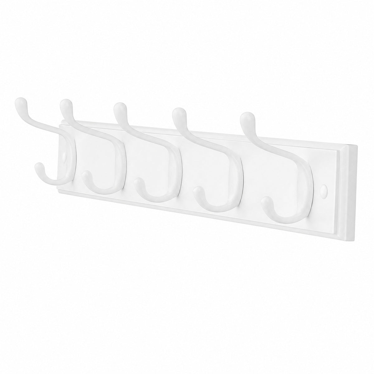 LEDREM Heavy Duty Wall Mounted Coat Rack with 5 Dual Hooks, 19.8 x 3 x 3.3 inches, White