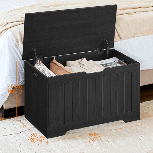 Farmhouse Storage Bench with Safety Hinges, 300lb Capacity Multi-Functional Entryway Seat, 29.9"W, Charcoal Gray